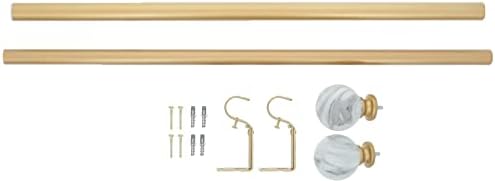 Meriville Royal Gold Curtain Rod with Marble Ball Finials