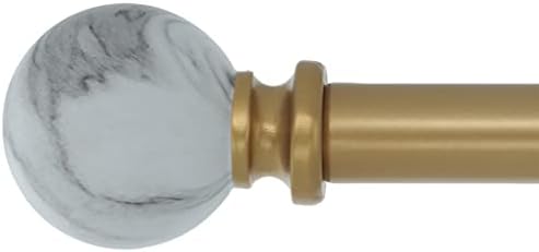 Meriville Royal Gold Curtain Rod with Marble Ball Finials