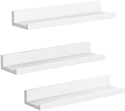 SONGMICS Set of 3 Floating Wall Shelves 15 Inch White