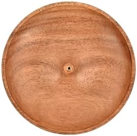 EDHAS Acacia Wood Round Incense Holder for Home and Office