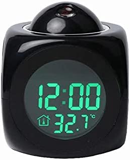 Voice Talking LED Time Temperature Alarm Clock for Bedroom and Office - Black