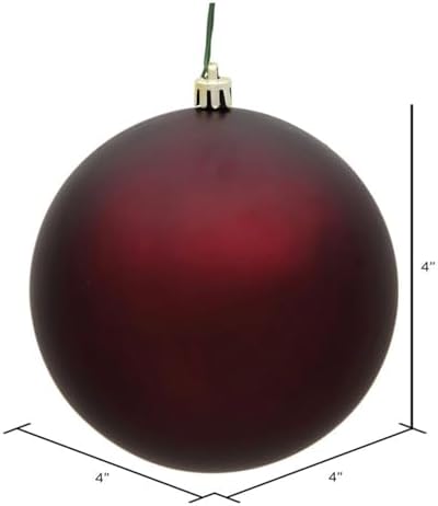 Vickerman 4 Inch Plastic Matte Burgundy Red Ornaments Set of 6