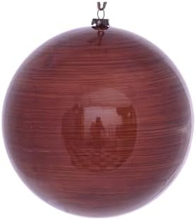 Vickerman 6 Inch Copper Wood Grain Ball Ornament 3 Pack