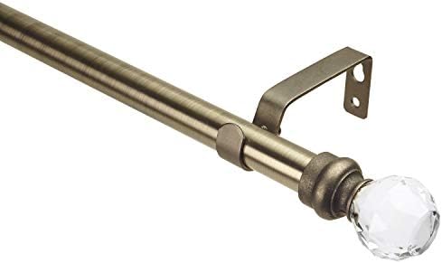 Home Details 1 Inch Crystal Ball Adjustable Curtain Rod 86-120 Satin