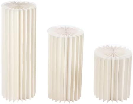 3PCS Foldable Cardboard Cylinder Pedestal Stands with Clear Acrylic Plates