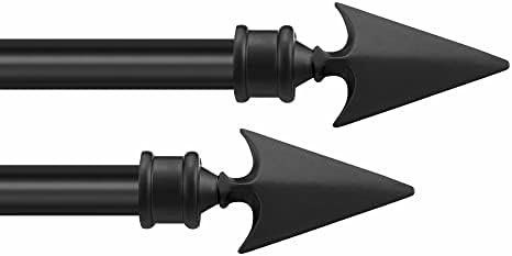 Deco Essential 2 Pack Adjustable Black Curtain Rods 66-120 Inch
