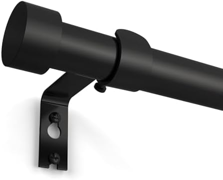 Pabroni Single Curtain Rod with Modern Finials 1 Inch Adjustable Gold Black Silver