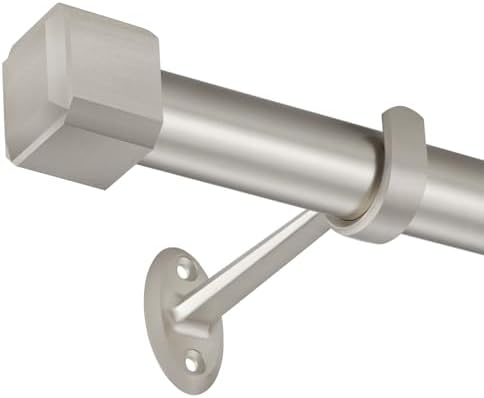YuMierle 1 Inch Heavy Duty Single Curtain Rods 36-72 Satin Nickel