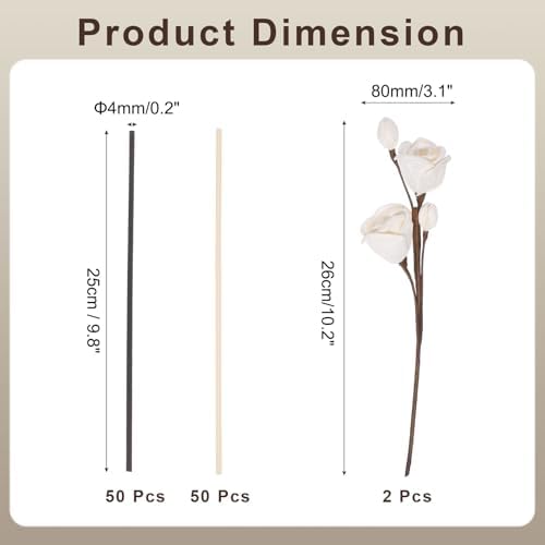 Uxcell 102Pcs Reed Diffuser Sticks Set Black Wood