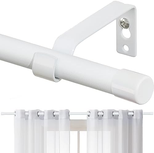 Matte White Curtain Rod 58 Inch Heavy Duty Set