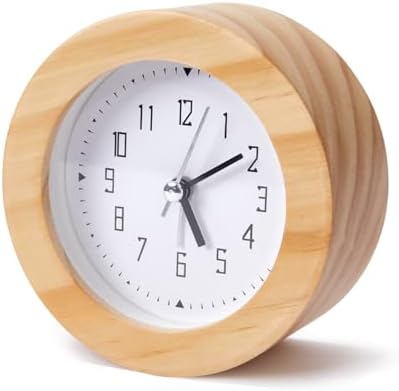 Kyvita Silent Non-Ticking Wooden Analog Alarm Clock with Nightlight