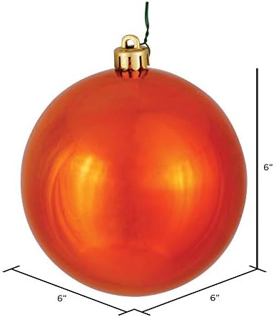 Vickerman 6 Inch Burnish Orange Shiny Ball Ornament 4 per Box