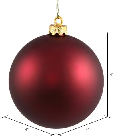 Vickerman 4 Inch Wine Matte Ball Ornament 6 Pack