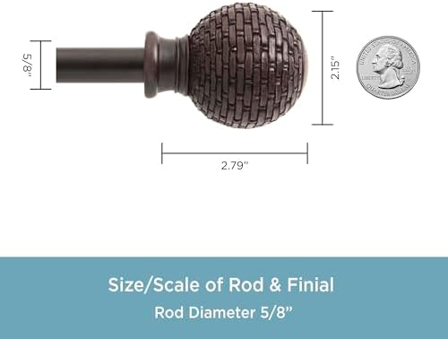 Kenney KN75798 Woven Ball End Window Curtain Rod