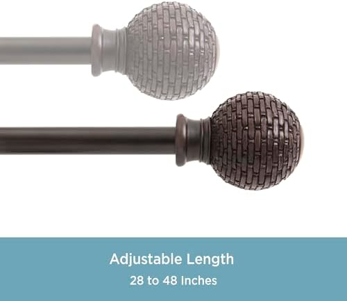 Kenney KN75798 Woven Ball End Window Curtain Rod