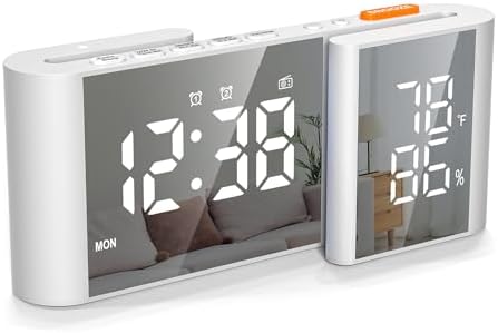 Vauno S-Shaped Alarm Clock with Dual Display and FM Radio