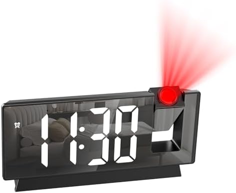 LOFICOPER 78 Inch Projection Alarm Clock with Mirror and USB Charging