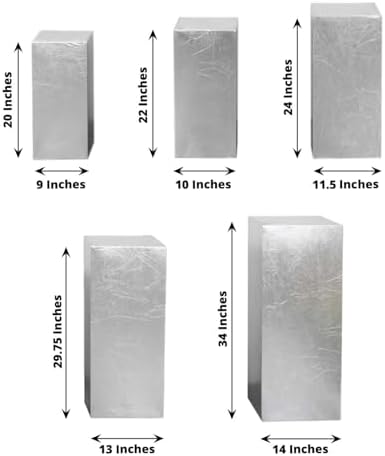Balsa Circle 5 Silver Metallic Rectangular Display Stand Covers Set