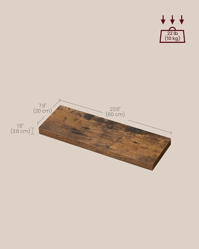 VASAGLE Wall Shelves Set of 3 Floating Shelves Rustic Brown ULWS057B01