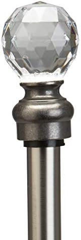 Home Details 1 Inch Crystal Ball Adjustable Curtain Rod 86-120 Satin