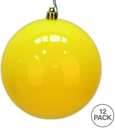 Vickerman 275 Inch Shiny Yellow Plastic Ball Ornaments Set of 12