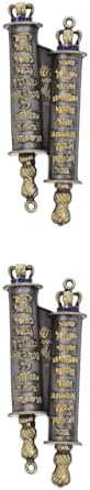 LUOZZY 2pcs Metal Mezuzah Cases Deep Gray Golden Text