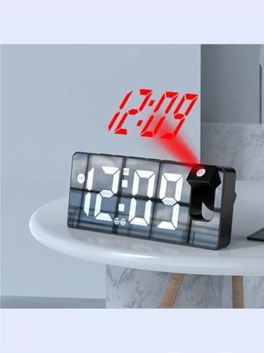 Projection Alarm Clock with USB Charging and Rotatable Mirror Display