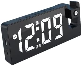 Projection Alarm Clock with USB Charging and Rotatable Mirror Display