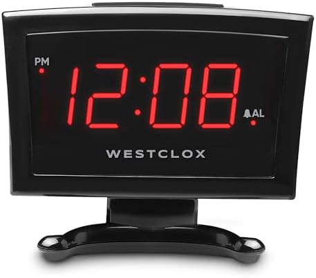 Westclox Plasma LED Alarm Clock for Adults with USB-C Charging