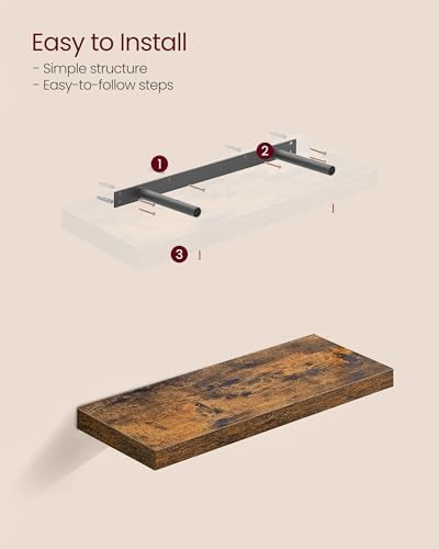 VASAGLE Wall Shelves Set of 3 Floating Shelves Rustic Brown ULWS057B01