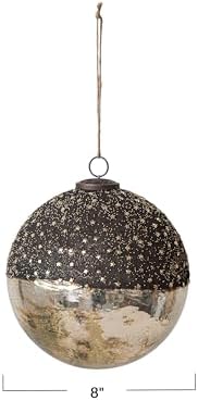 Creative Co Op Large Mercury Glass Ball Ornament with Stars