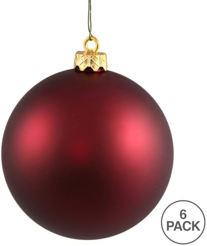 Vickerman 4 Inch Wine Matte Ball Ornament 6 Pack