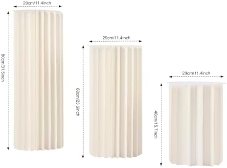 3PCS Foldable Cardboard Cylinder Pedestal Stands with Clear Acrylic Plates