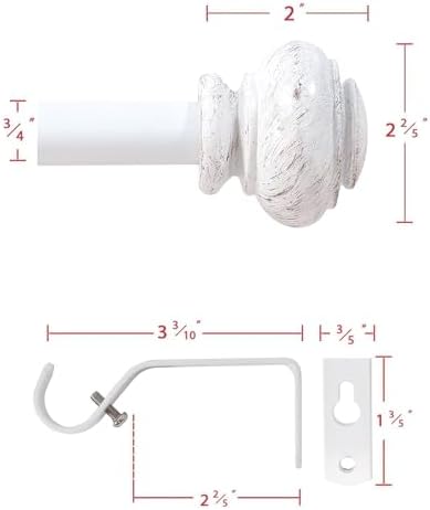 HVERSAILTEX Adjustable Curtain Rods 34 Inch White