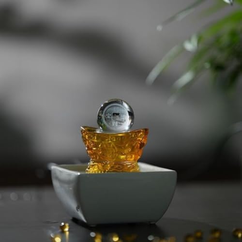 Elegant White Tabletop Fountain with Yuanbao Ornament