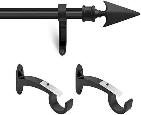 Deco Essential 2 Pack Adjustable Black Curtain Rods 66-120 Inch