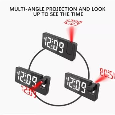 Projection Alarm Clock with USB Charging and Rotatable Mirror Display
