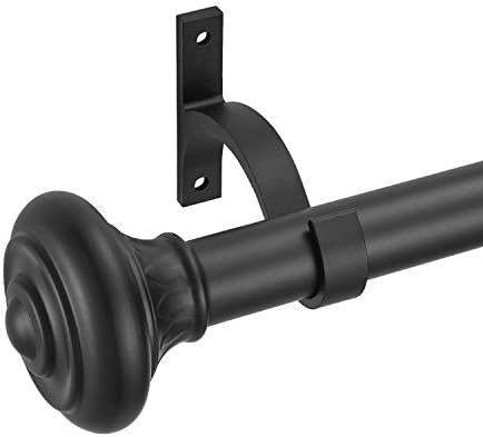 Kemmie 1 Inch Curtain Rod with Urn Finials Black