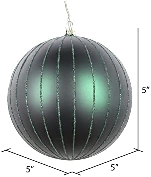 Vickerman 5 Inch Midnight Green Matte Glitter Ball Ornament Set
