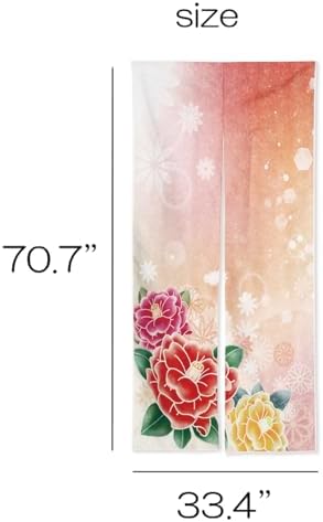 Noren Japanese Style Doorway Curtain with Camellia Print