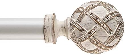 Adjustable Single Curtain Rod 1 Inch Diameter Weathered White