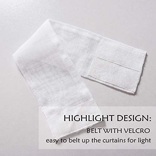 Home Brilliant Sheer Door Curtains 30x40 Inch White Panels with Tieback