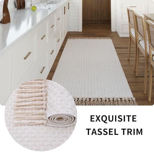 Boho Hallway Runner Rug with Tassels Non-Slip Washable