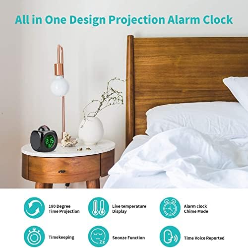 Voice Talking LED Time Temperature Alarm Clock for Bedroom and Office - Black