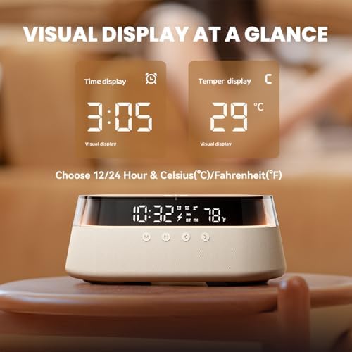 6-in-1 Smart Alarm Clock with Wireless Charging and LED Light