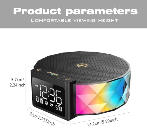 Wireless Charging Alarm Clock with RGB Nightlight and Speaker