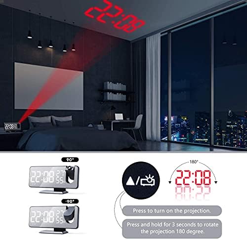 THE CEO Dual Alarm Clock with Ceiling Projection and USB Charging