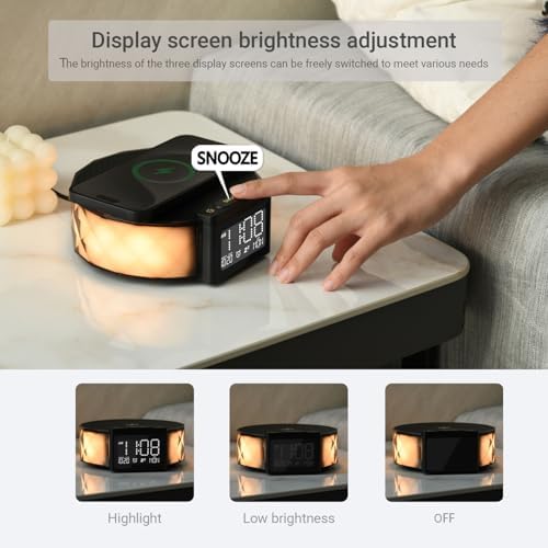 Wireless Charging Alarm Clock with RGB Nightlight and Speaker