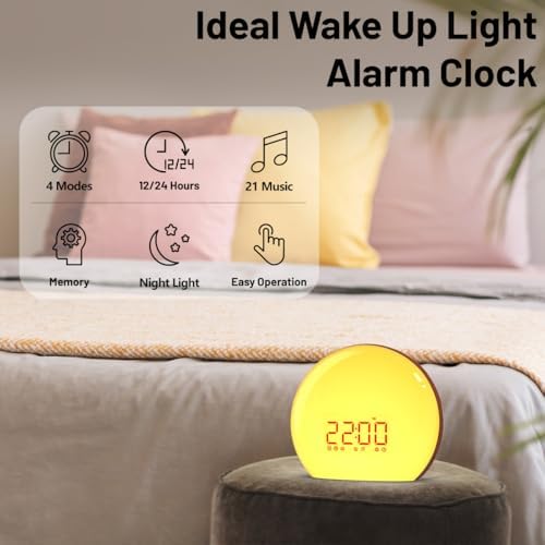 Magicteam Sunrise Alarm Clock with Night Light and Soothing Sounds