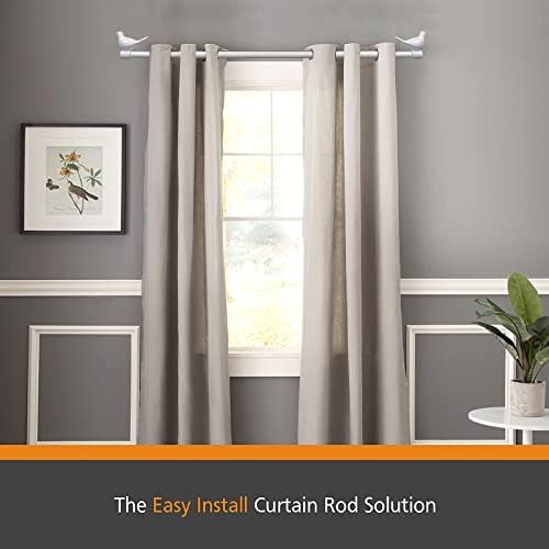 Meriville 34 Farmhouse Curtain Rod with Bird Finials 28-48 Glossy White
